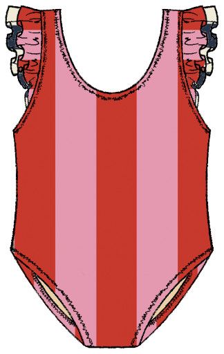 girls liv suit - pink wide stripe w/ red stripe, Color: pink stripe, Size: 2Y