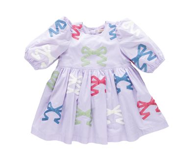 girls brooke dress - lavender multi bow applique