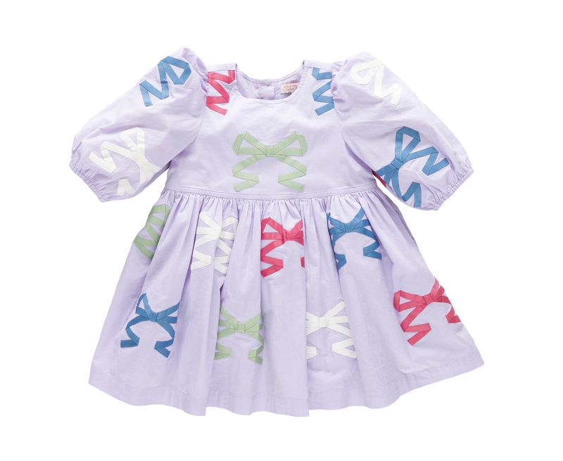 girls brooke dress - lavender multi bow applique