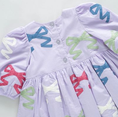 girls brooke dress - lavender multi bow applique