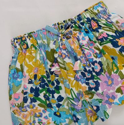 girls scallop short - blue large sketched floral