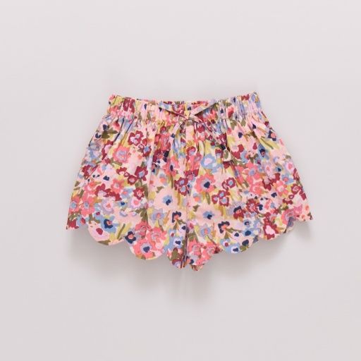 girls scallop short - burgundy sketched floral, Color: burgundy floral, Size: 2Y