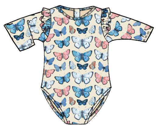 girls rachel suit - vintage butterflies, Color: vintage butterflies, Size: 2Y