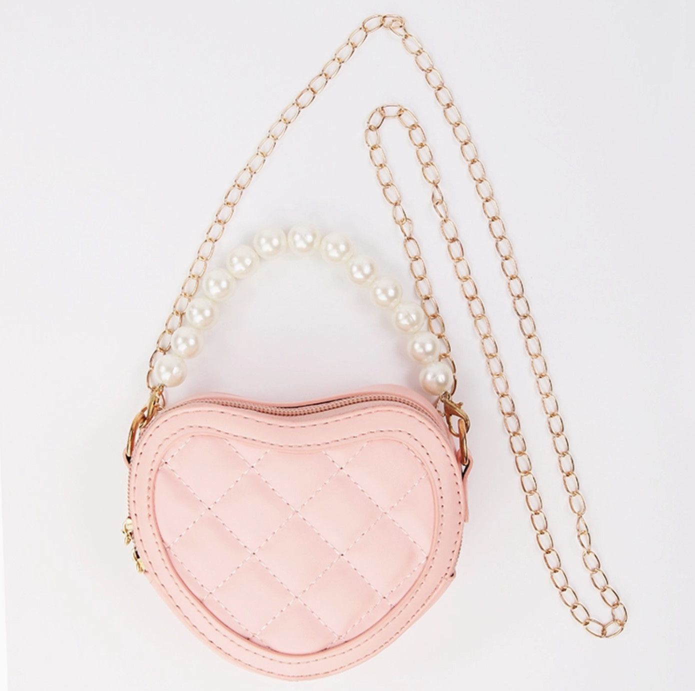 quilted heart purse- pink
