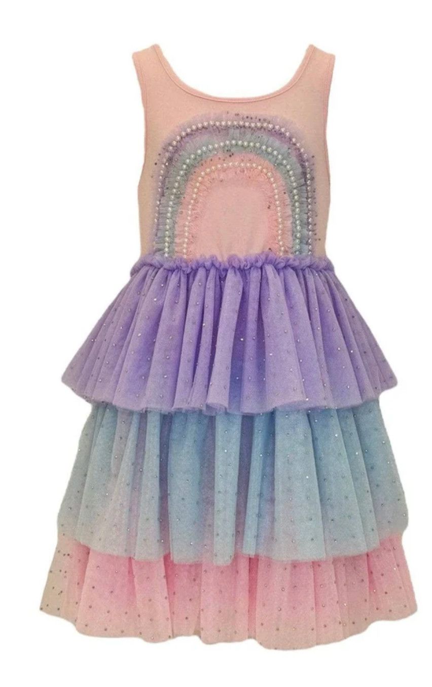 rainbow peach tank dress