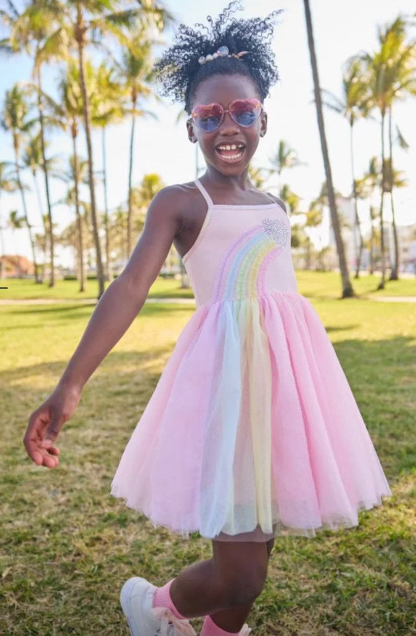 heart rainbow tulle dress
