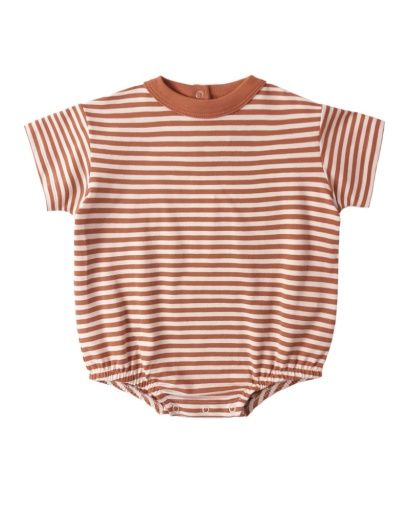 RELAXED BUBBLE ROMPER POPPY STRIPE, Color: POPPY, Size: 0-3M