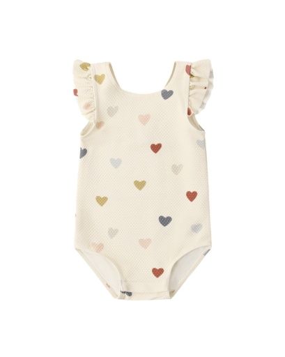 SCOOP BACK ONE-PIECE SWIMSUIT CONFETTI HEARTS, Color: NATURAL, Size: 0-3M