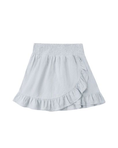 WRAP RUFFLE SKIRT HEATHERED LIGHT BLUE, Color: LIGHT-BLUE, Size: 2-3Y