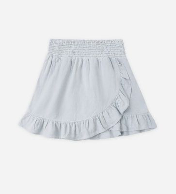 WRAP RUFFLE SKIRT HEATHERED LIGHT BLUE