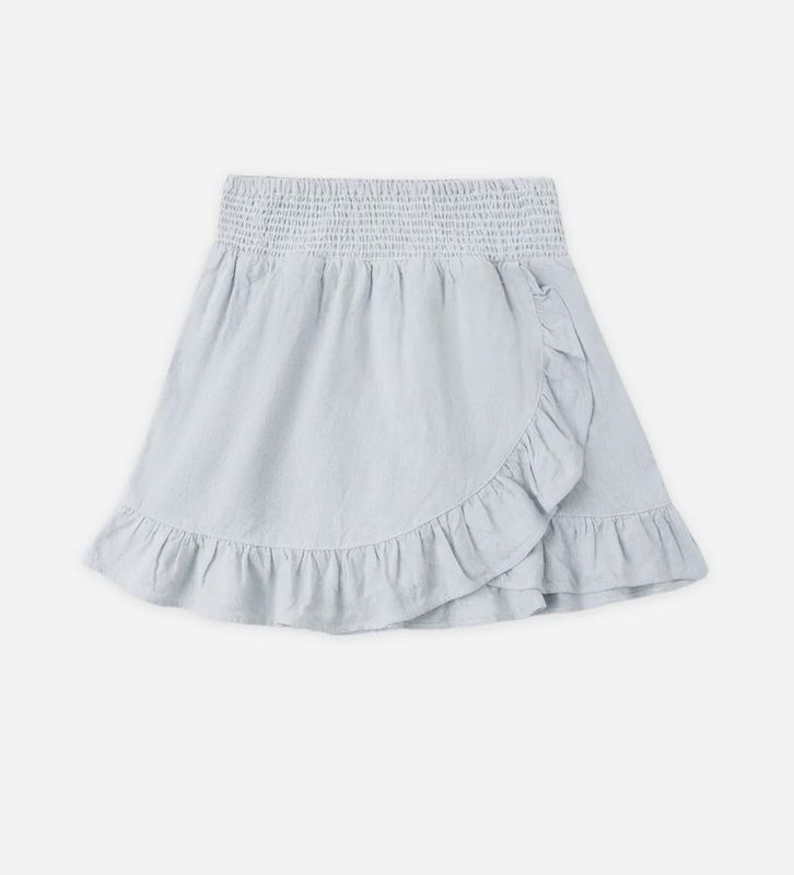 WRAP RUFFLE SKIRT HEATHERED LIGHT BLUE