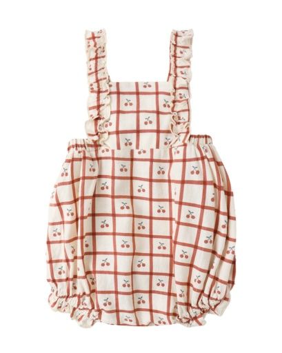 CHIARA ROMPER CHERRY CHECK, Color: NATURAL, Size: 0-3M