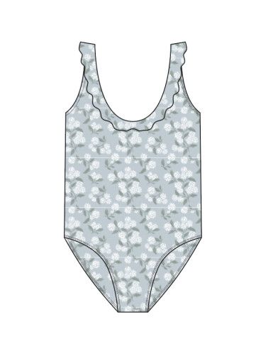GIANA ONE-PIECE HYDRANGEA, Color: LIGHT-BLUE, Size: 6-12M