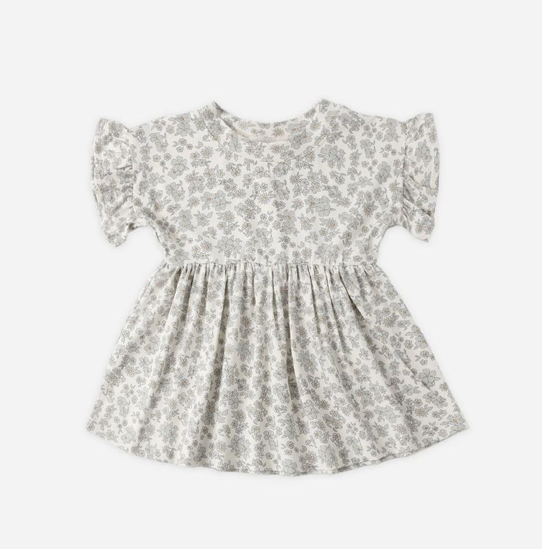 BAMBOO BABYDOLL DRESS BLUE FLORAL