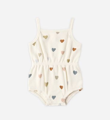 WAFFLE CINCH ROMPER CONFETTI HEARTS