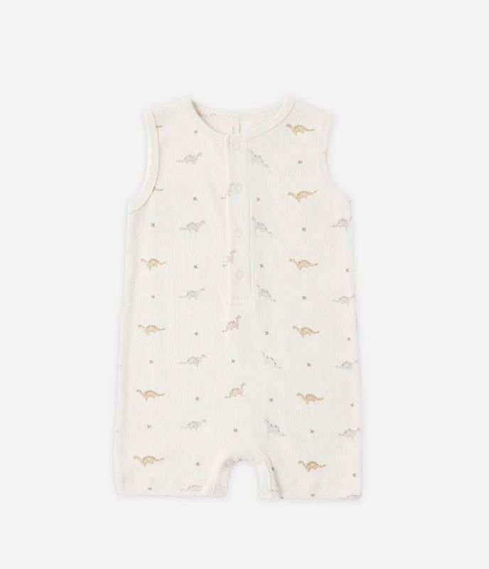 RIBBED HENLEY ROMPER DINOS