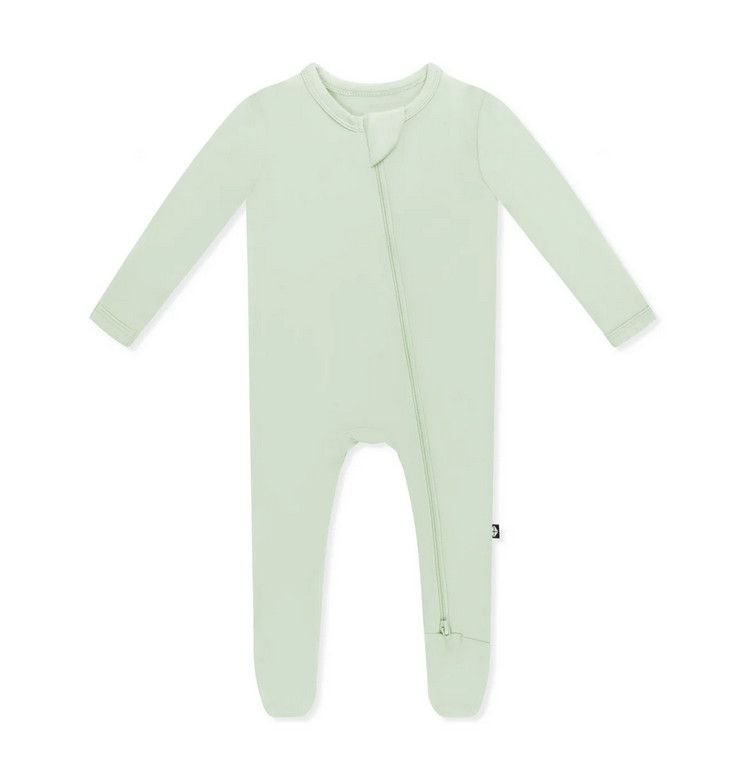 zippered footie- basil