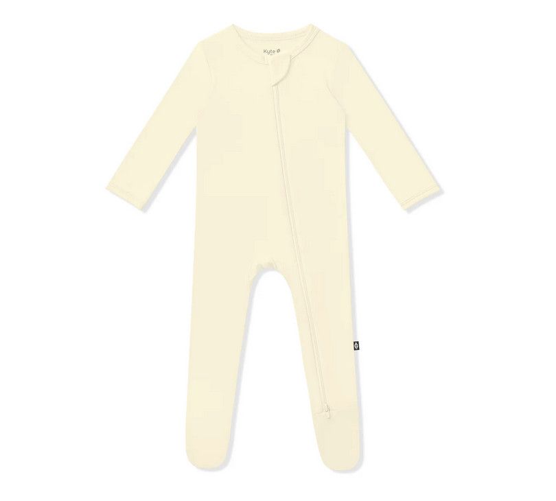 zippered footie- chamomile