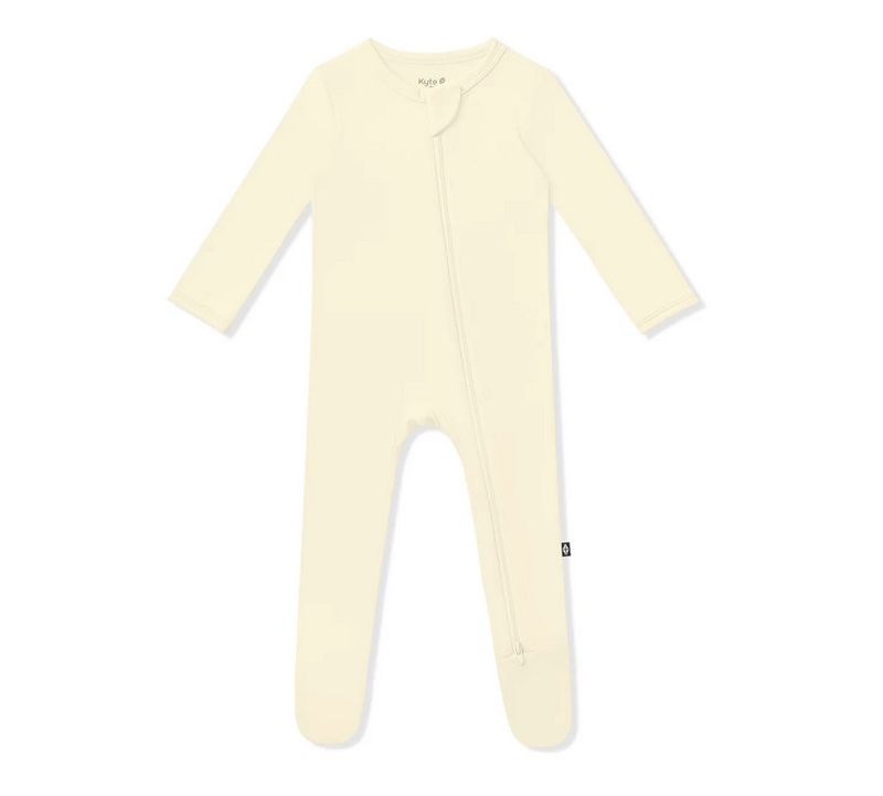 zippered footie- chamomile