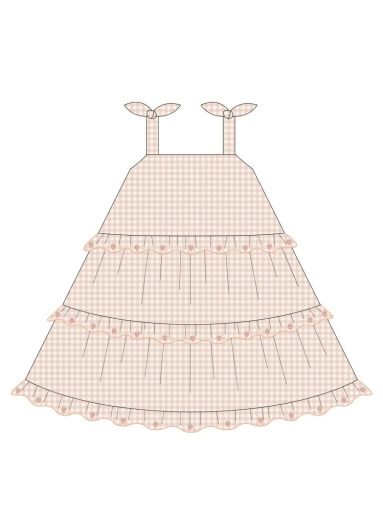 RUFFLED SWING DRESS PETAL GINGHAM, Color: PETAL, Size: 2-3Y