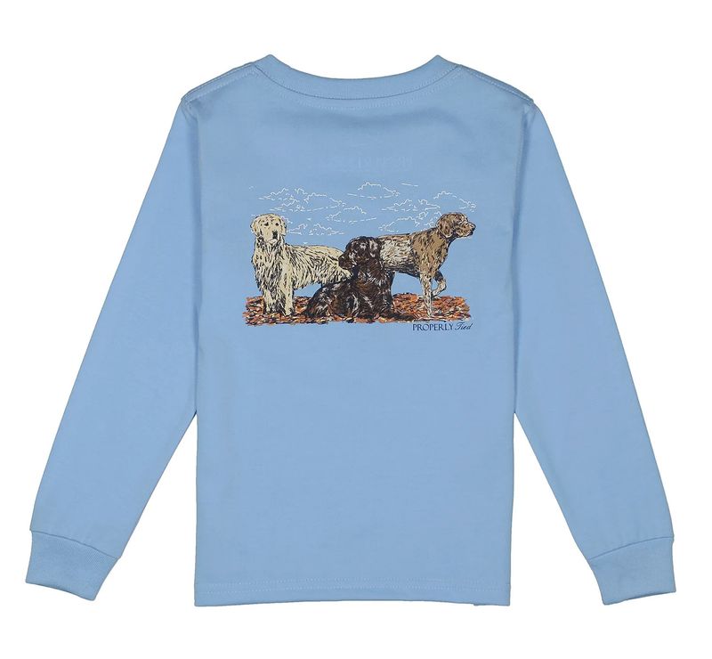 hunting dogs ls tee- light blue