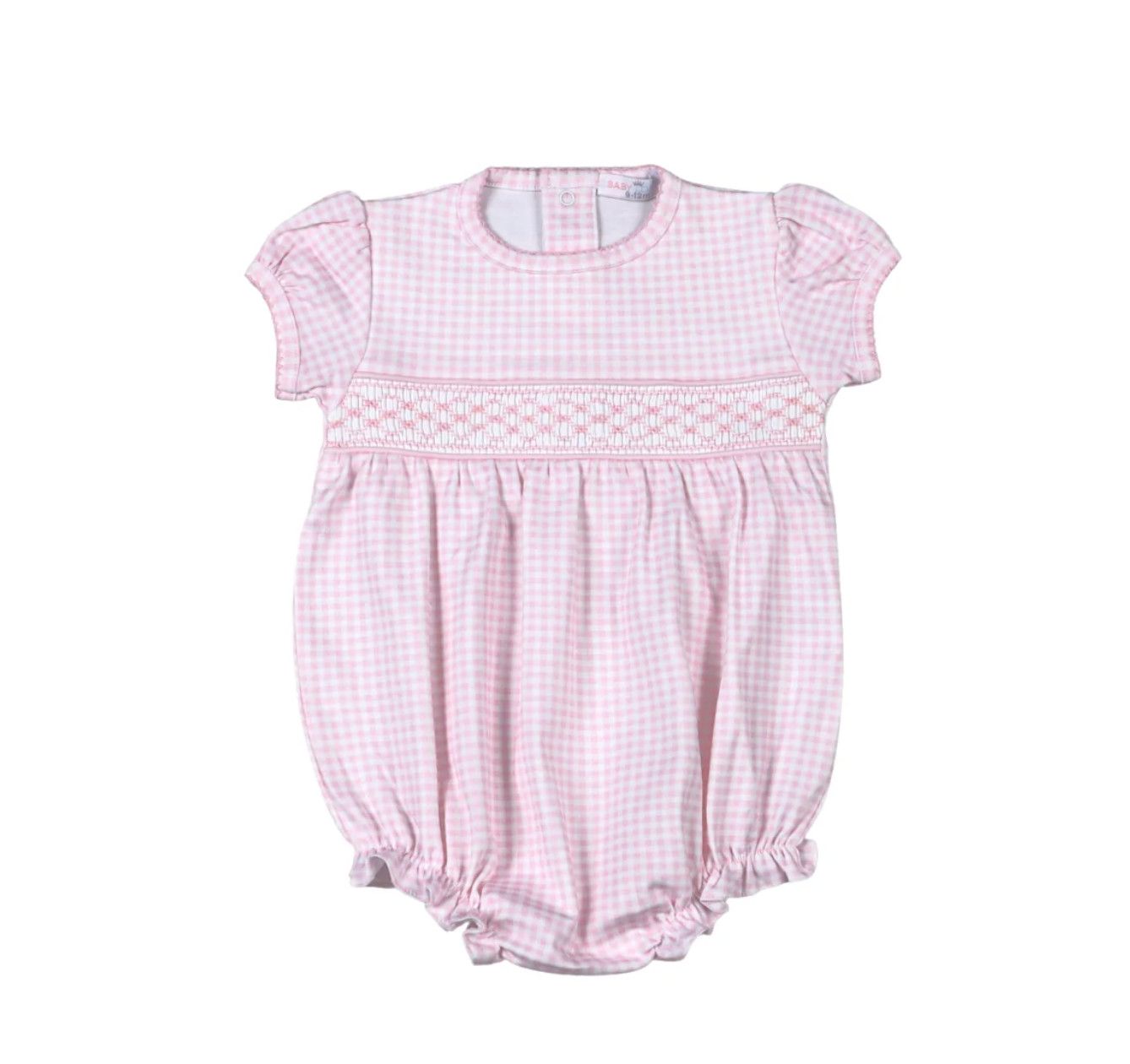 pink gingham smocked bubble