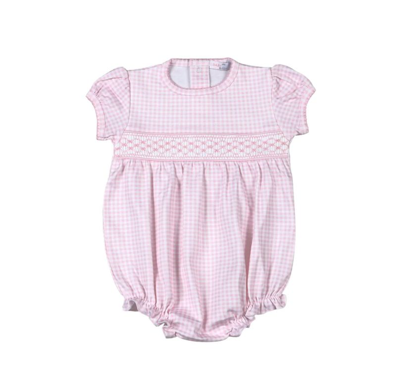 pink gingham smocked bubble