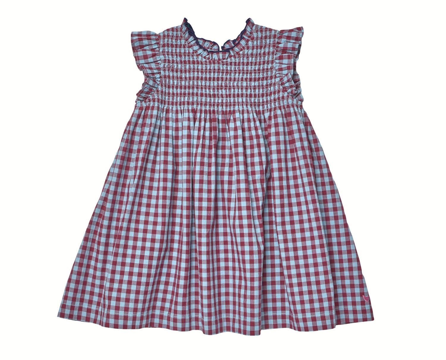stevie dress- red light blue check
