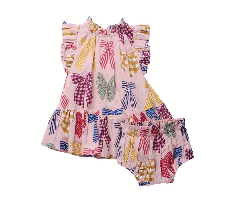 baby girl harper set- patterned bows