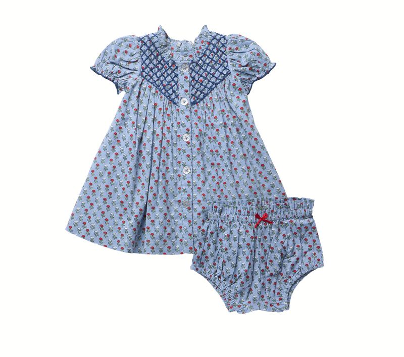 baby lucia dress set- light blue carnation
