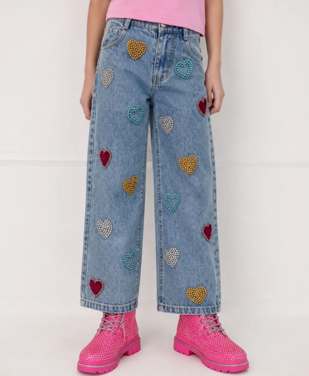 gems rainbow heart jeans