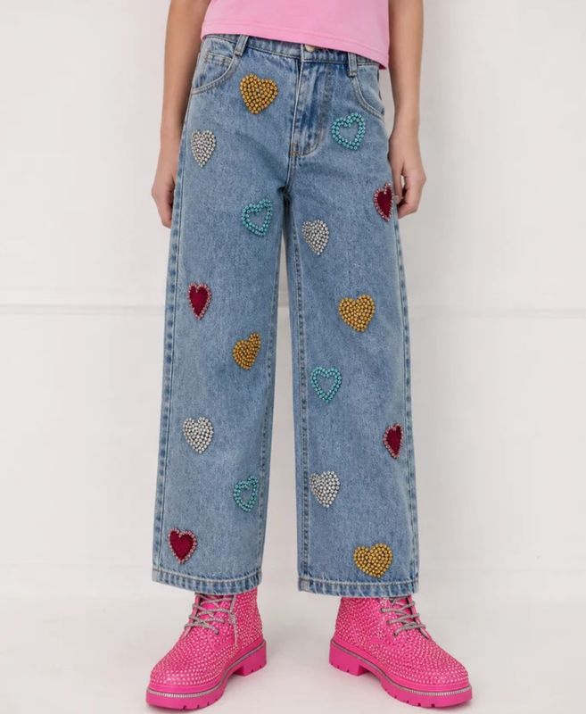 gems rainbow heart jeans