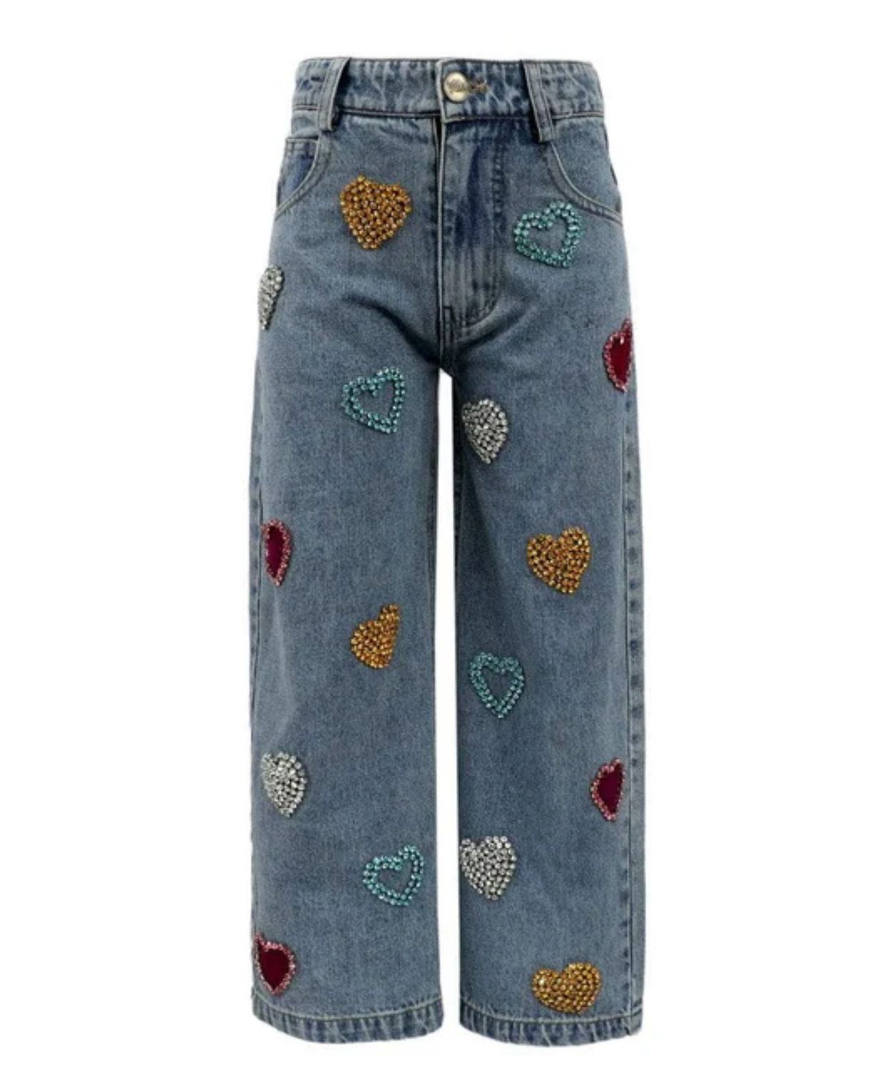 gems rainbow heart jeans