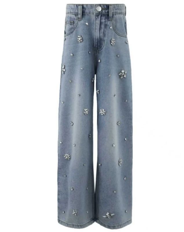 crystal flower jeans