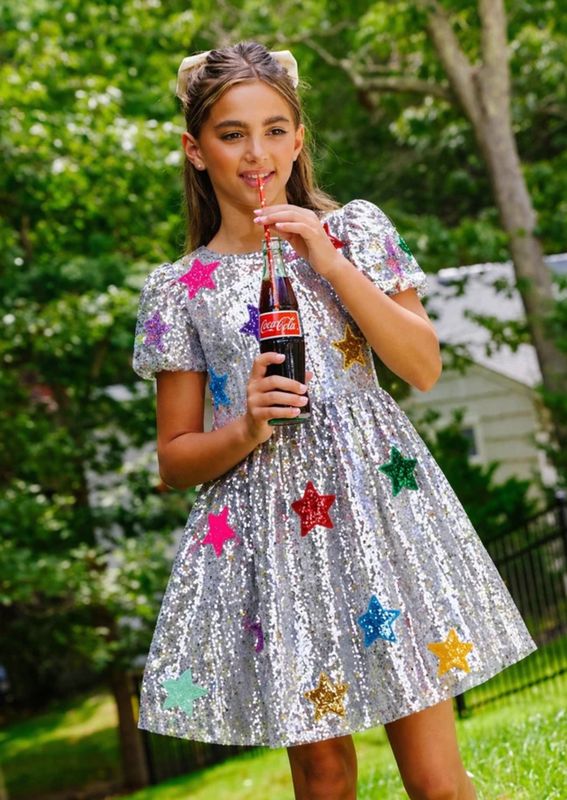 sparkle rainbow star dress