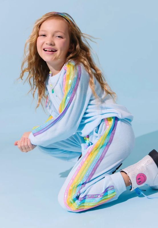 blue rainbow sequin set