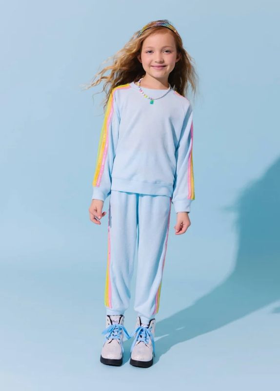 blue rainbow sequin set