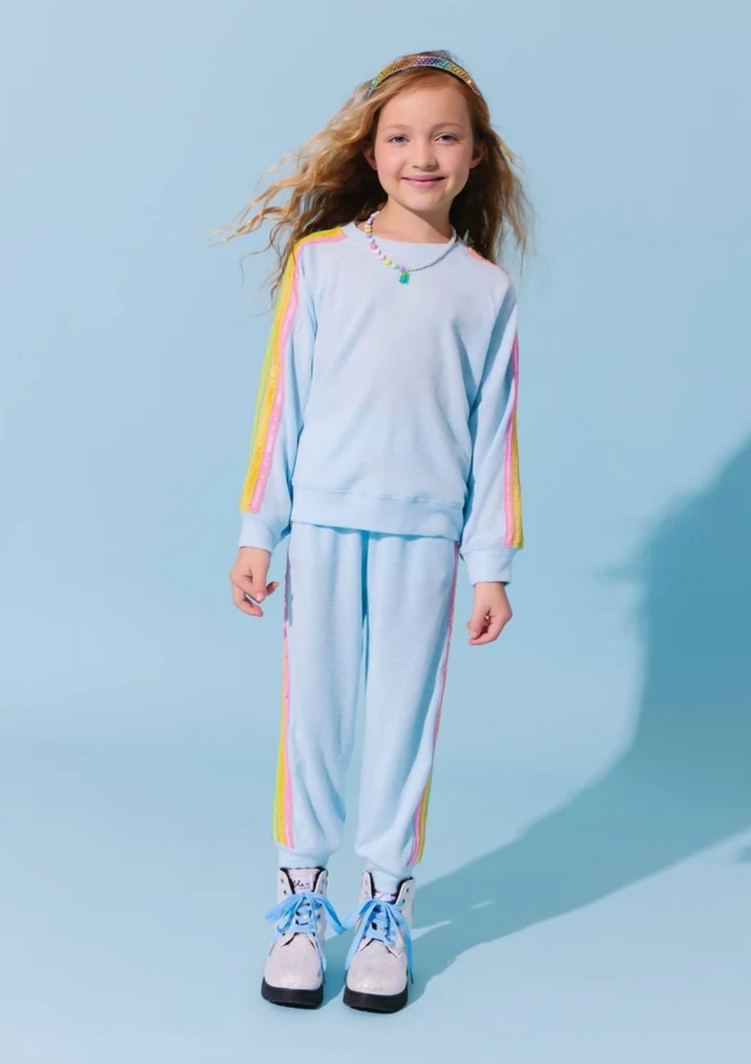 blue rainbow sequin set