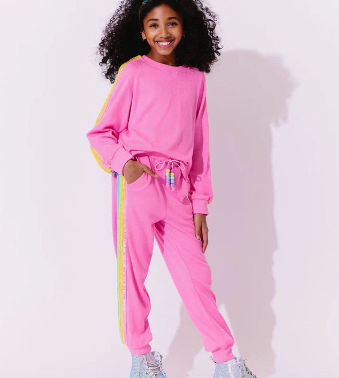 pink rainbow sequin set