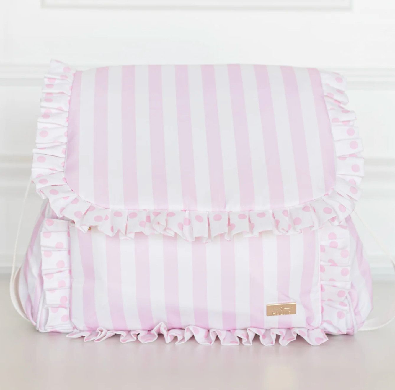 polka dot ruffle diaper bag