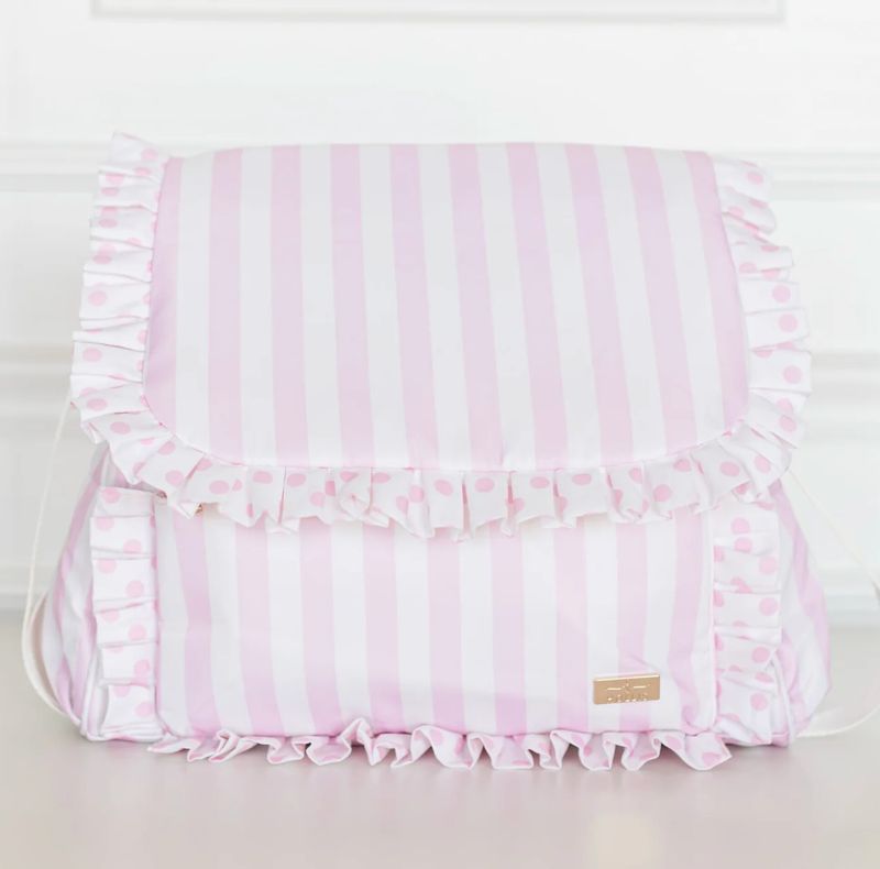 polka dot ruffle diaper bag