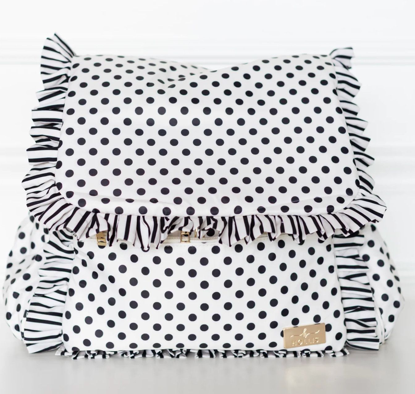 polka dot ruffle diaper bag