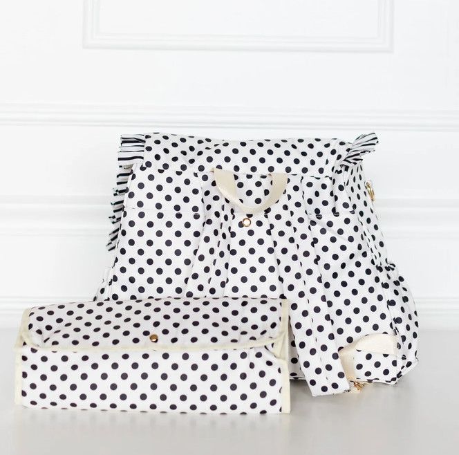 polka dot ruffle diaper bag