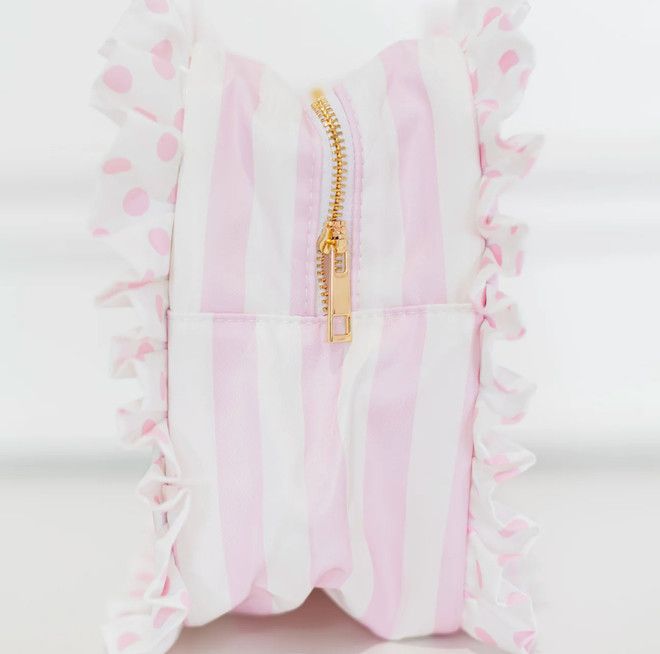 polka dot ruffle pouch