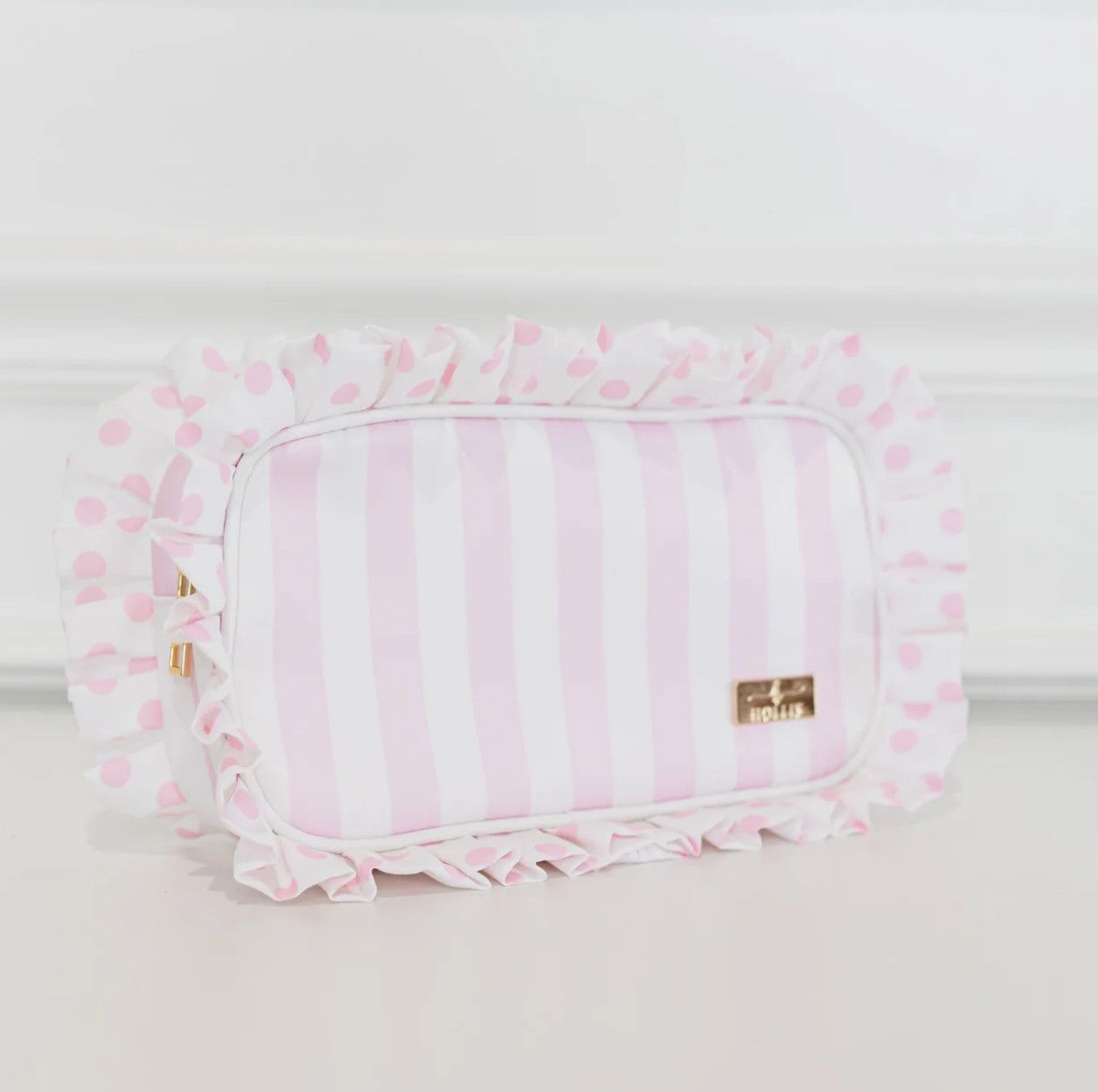 polka dot ruffle pouch