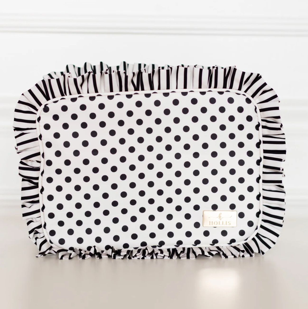 polka dot ruffle pouch