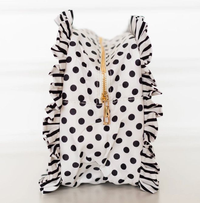 polka dot ruffle pouch