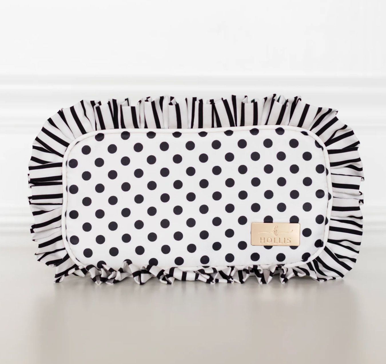 polka dot ruffle pouch