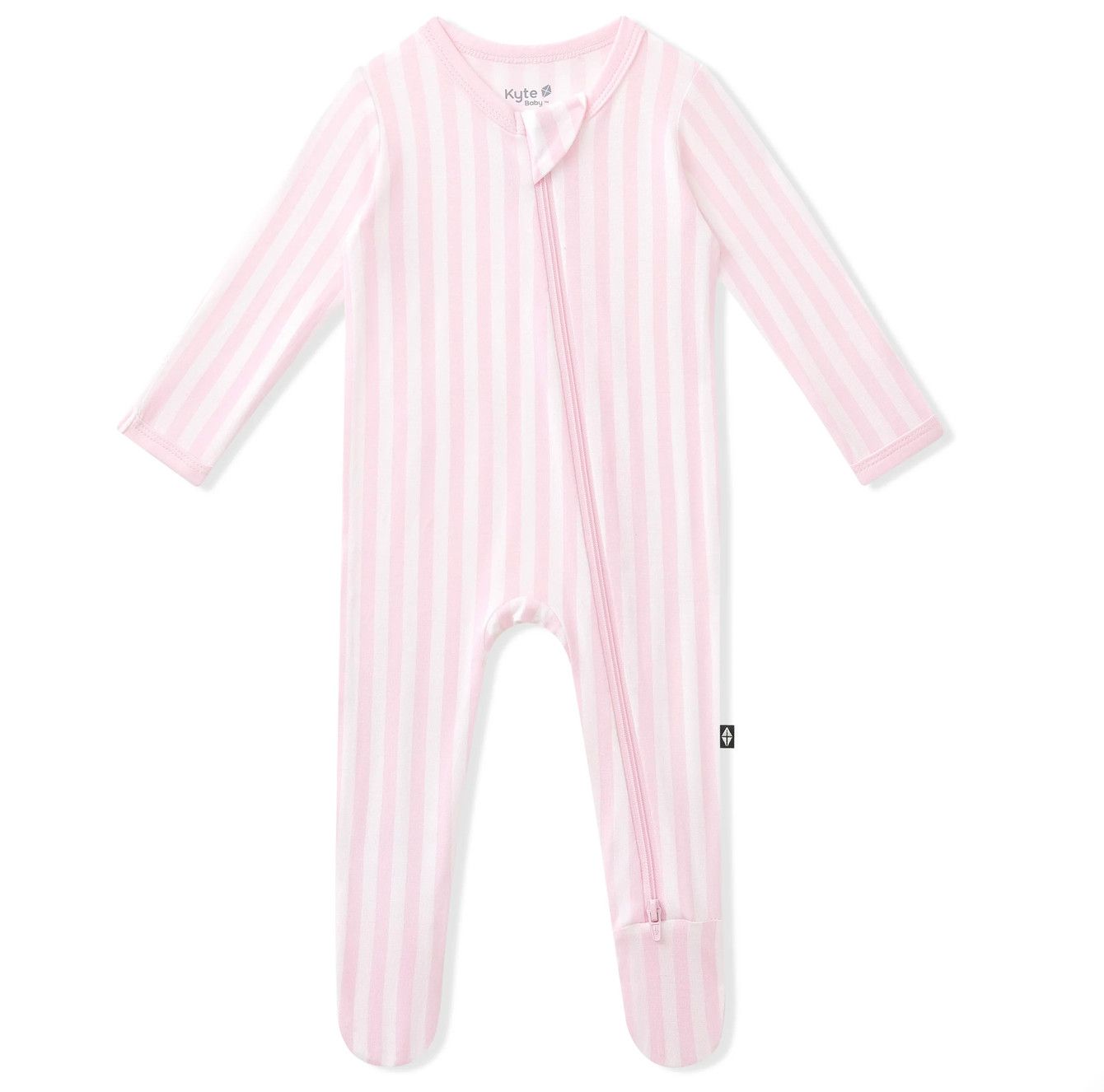 zippered footie- sakura stripe