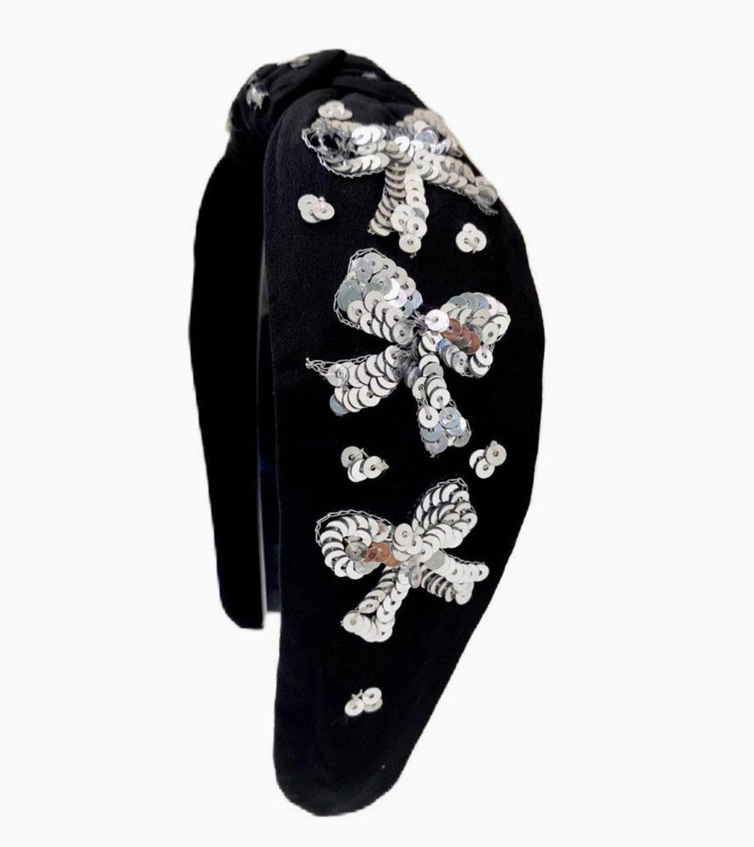 silver bow sequin hb